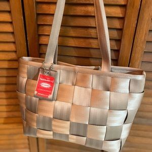 Ladies Tan Seatbelt Tote Shoulder Bag